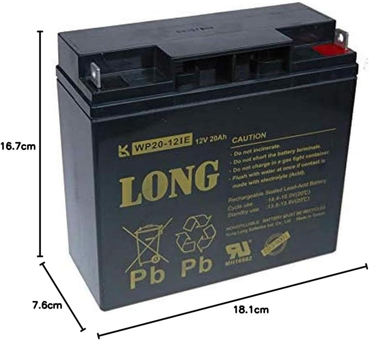 LONG Blei-Säure Akku 12V 20Ah F3 DeepCycle (WP20-12IE) PBLO-12V020-F3AD Schwarz