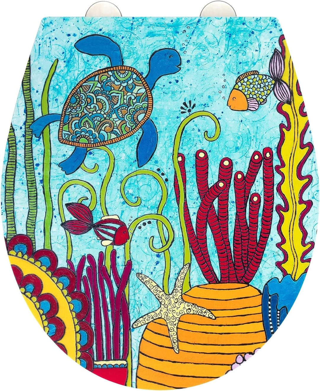 WENKO WC-Sitz Under Water, bunter Rollin'Art Toilettensitz, Relief Oberfläche, hygienische Schnellbe