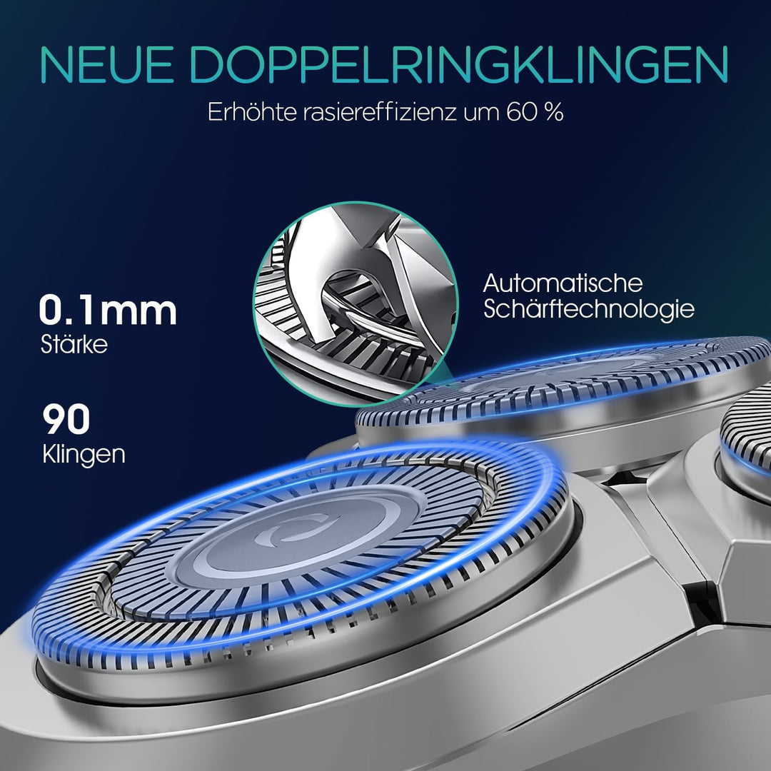 VOYOR Rasierer Herren Elektrisch, 5D-Drehköpfe, Nass- und Trockenrasierer | Elektrorasierer Herren R