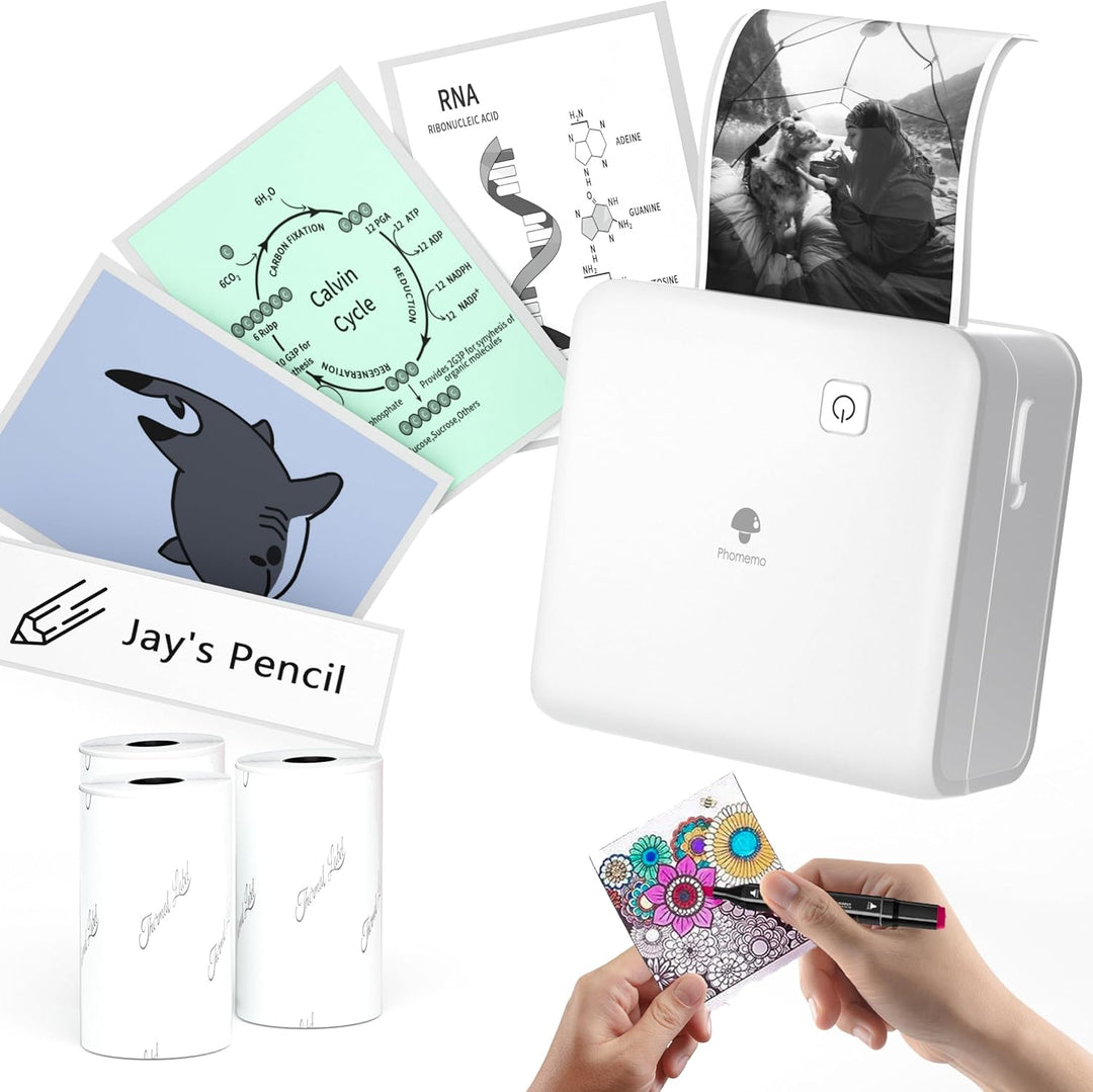 Phomemo M02 Pro Mini Drucker für Smartphone, Sticker Drucker 300 DPI Mini Thermodrucker Tiny Printer