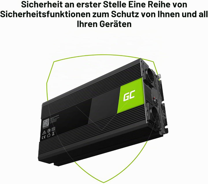 Green Cell 1500W/3000W 24V auf 230V Volt kfz Spannungswandler Wechselrichter Power Solar Inverter DC