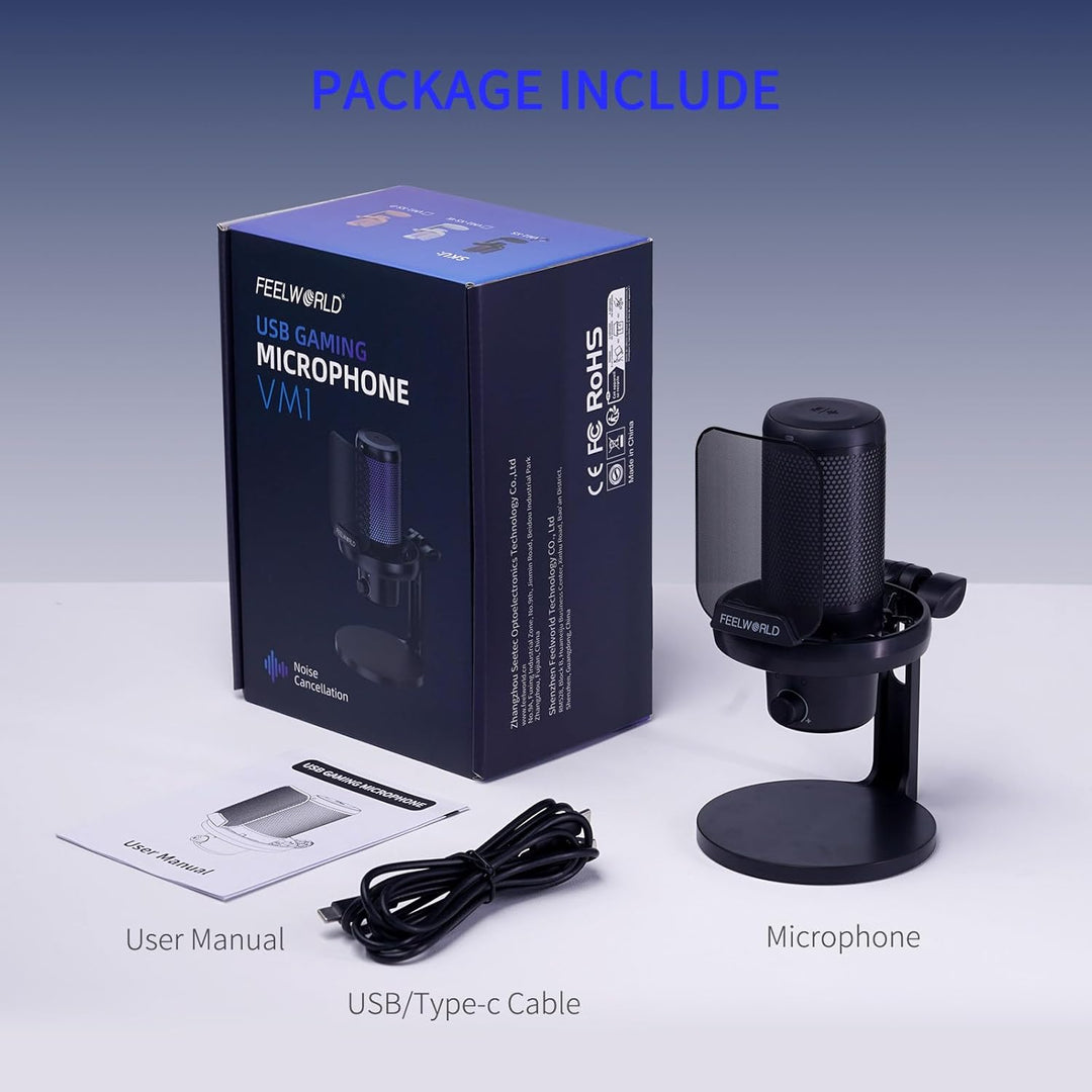 FEELWORLD VM1-AS USB-Gaming-Mikrofon für die Aufnahme von Podcasts, Studio-PC-Computermikrofon mit S