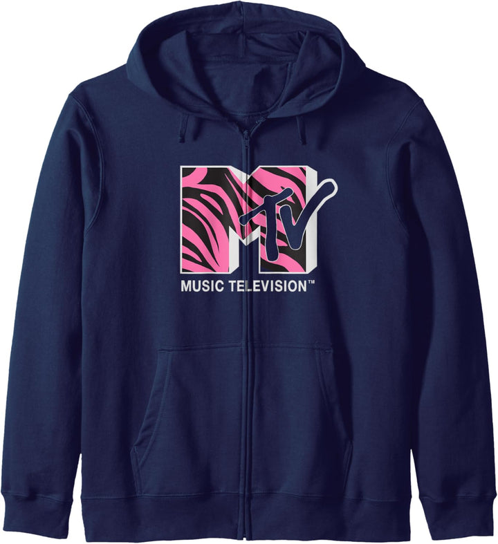 MTV Pink and Black Zebra Logo Kapuzenjacke