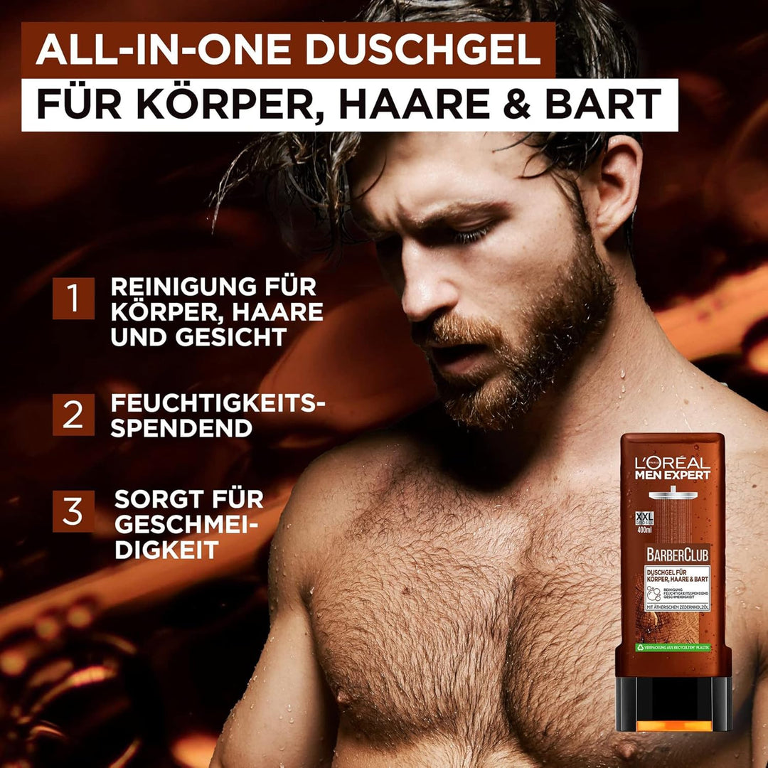 L'Oréal Men Expert Pflegeset mit Gesichtspflege und XXL Duschgel, Für Körper, Haare und Bart, Hydra