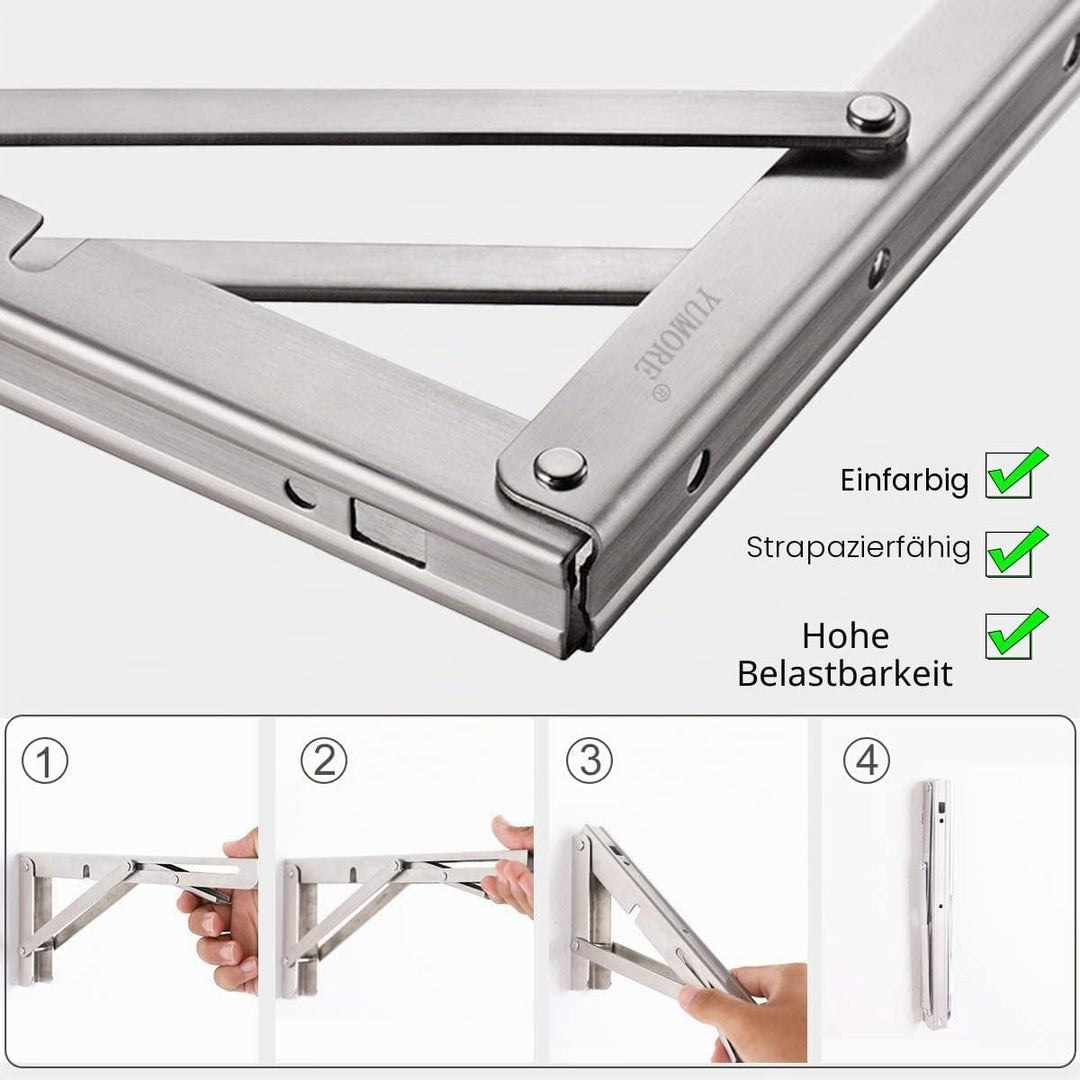 Klappkonsole Schwerlast 350mm,YUMORE Regalträger Klappbar Edelstahl Klappregalhalterungen Wand Tisch
