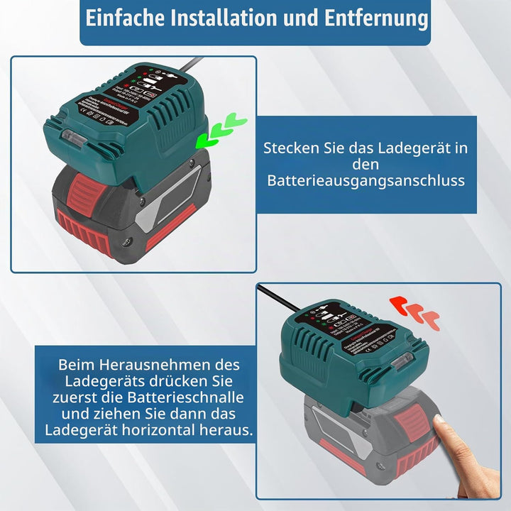 Ladegerät für Bosch Professional 18V Akku, 220V Ultraschnellladegerät für Bosch Procore GBA 18V Syst