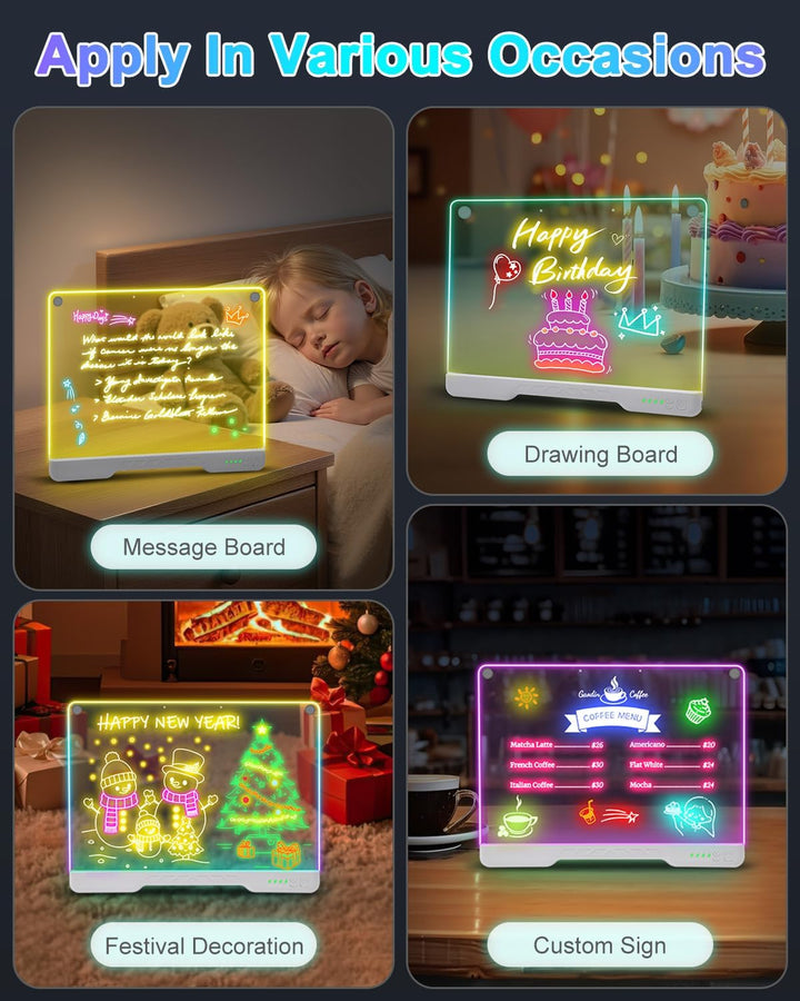 Led Zeichenbrett Kinder Kabellose, ORIA Leuchtendes Maltafel LED Notiztafel Wiederaufladbare, 7 Farb