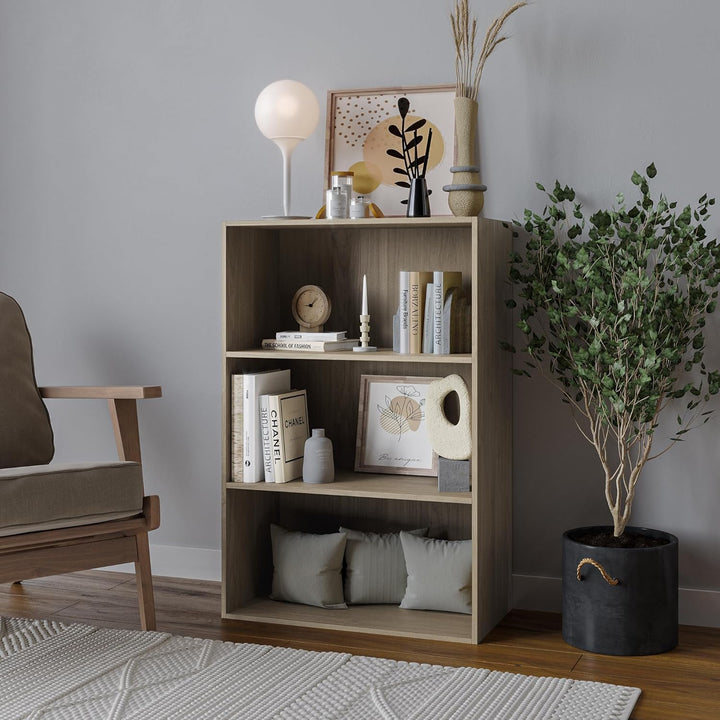 URBNLIVING Oslo Bücherregal, 3 Etagen, Holz, breit, Eiche, Eiche