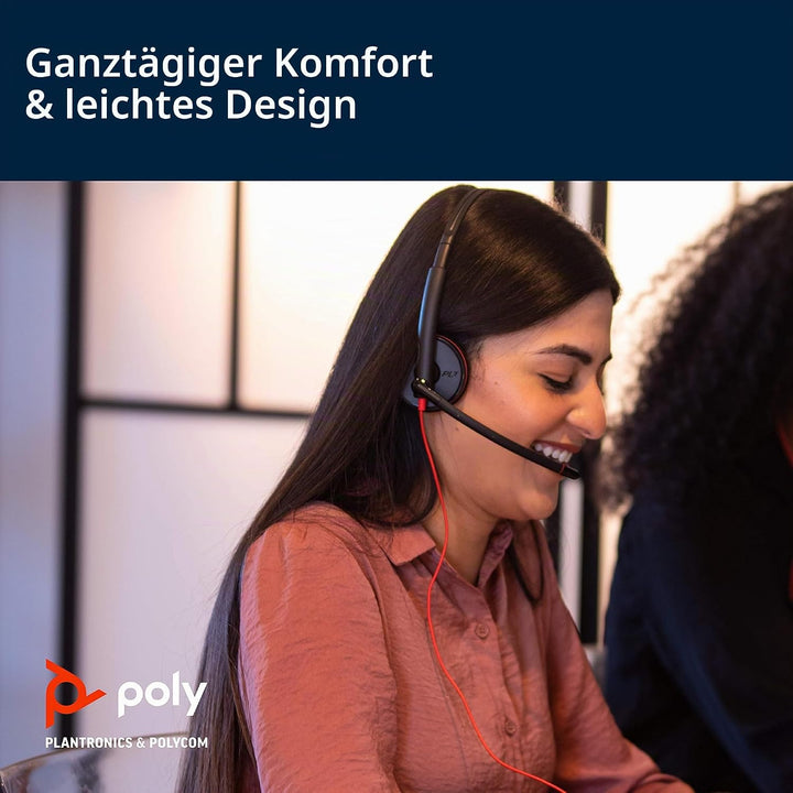 Plantronics – Blackwire 3220, kabelgebundenes Headset – Zwei-Ohr-Headset (Stereo) mit Mikrofonarm –