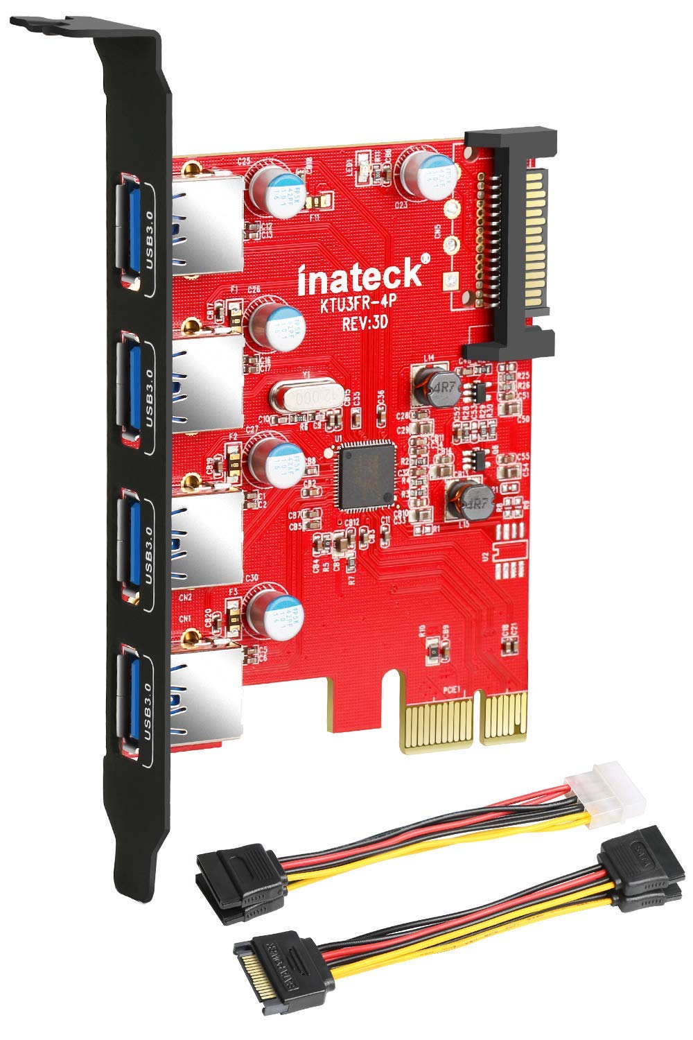 Inateck USB 3.0 pcie Karte mit 4 Anschlüsse, einen 15pin SATA-Stromanschluss mit Einer 4pin auf 2x15
