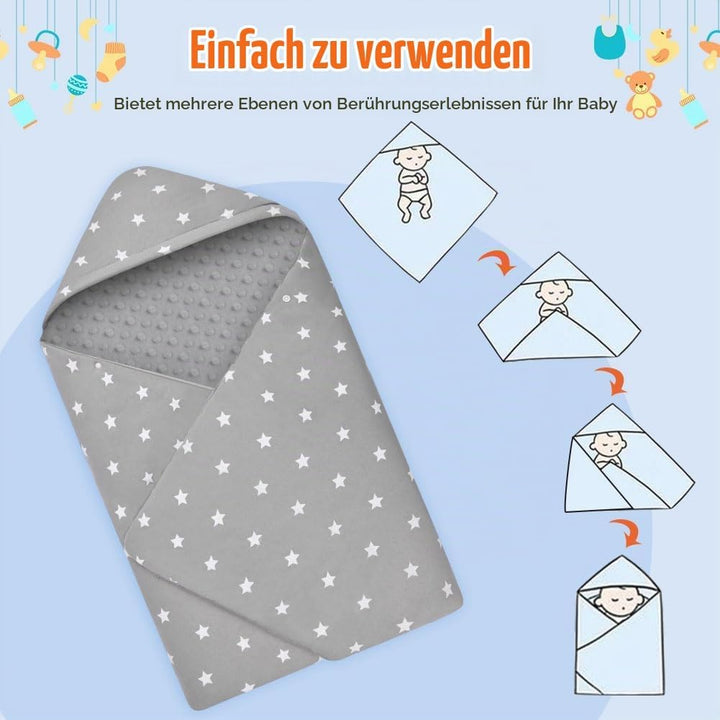 Einschlagdecke Und Strickmütze Set, Einschlagdecke Babyschale Decke Kinderwagen, universal Baby Baby