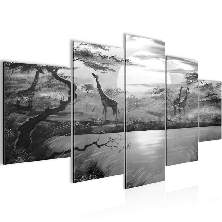 Runa Art Wandbilder Afrika Giraffe 5 Teilig Bild auf Vlies Leinwand Deko Wohnzimmer Schlafzimmer Sav