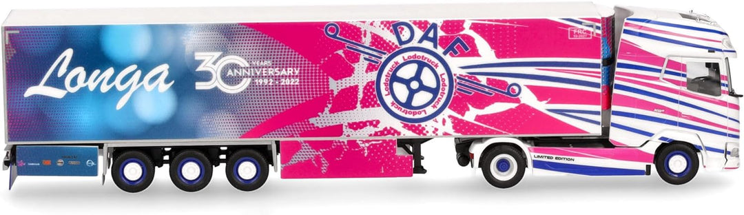 Herpa LKW Modell DAF XG+ Kühlkoffer-Sattelzug Longa (Italien/Luzzana), Miniatur im Massstab 1:87, Sa
