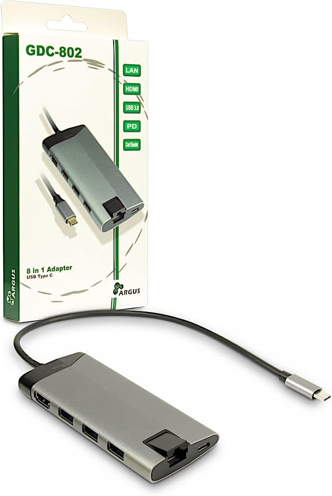 Inter-Tech GDC-802 – multifunktionale USB Type C HDMI Dockingstation, Silver