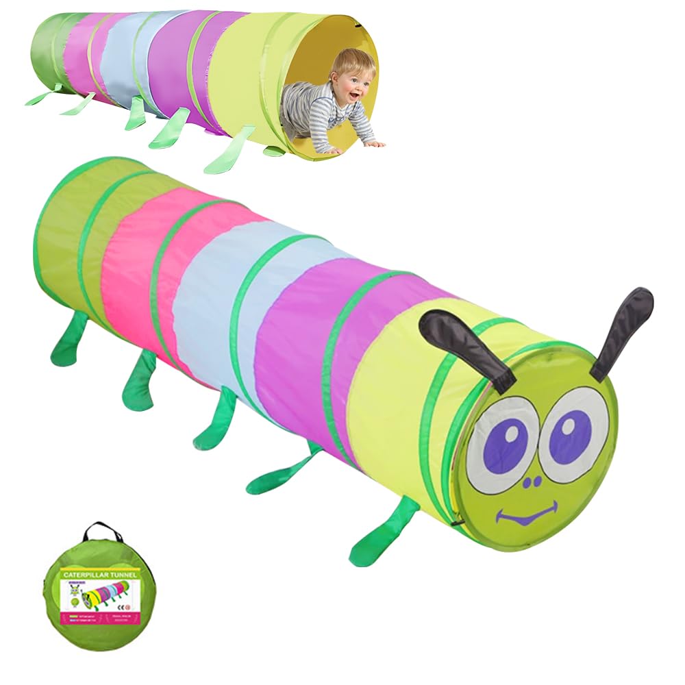 WDKXCN Tunnel Kinder, Spieltunnel für Kinder, 46 x 180 cm Faltbar Krabbeltunnel Outdoor, Farbe Spiel