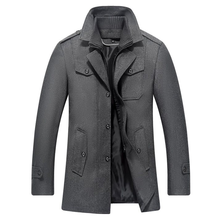 Luckyone Herren Wintermantel Wolle Kurzmantel Herren Wollmantel mit Stehkragen Peacoat Winterjacke f