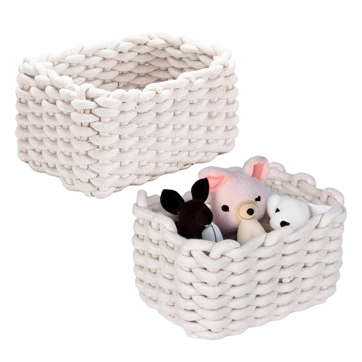 Aufbewahrungskorb Geflochten, 2 Stück Häkelkorb, 19 x 15 x 12 cm Aufbewahrungskorb Kinder, Waschbar