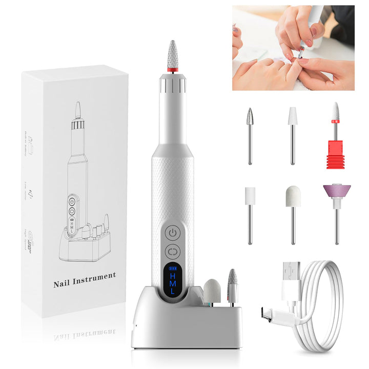 Nagelfräser Kabellos, 12 in 1 Fräser für Gelnägel, Elektrische Nagelfeile Professionell Nail Drill,
