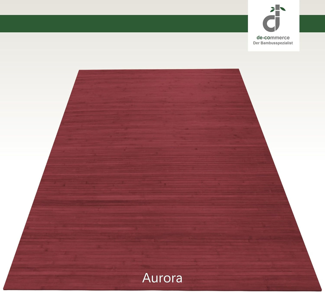 DE-COmmerce Bambusteppich Massive Aurora, 40x60 cm, 17mm gehärtete Stege, Teppich ohne Bordüre, Bamb