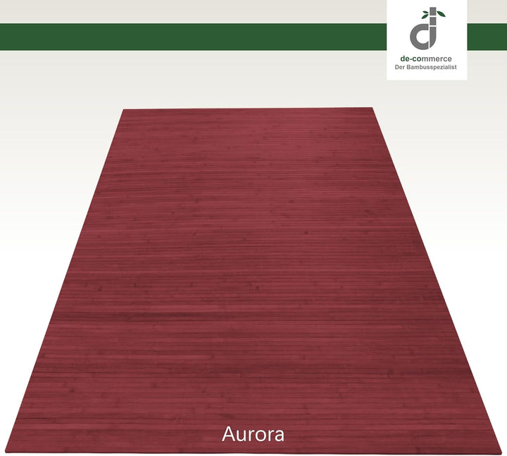 DE-COmmerce Bambusteppich Massive Aurora, 40x60 cm, 17mm gehärtete Stege, Teppich ohne Bordüre, Bamb