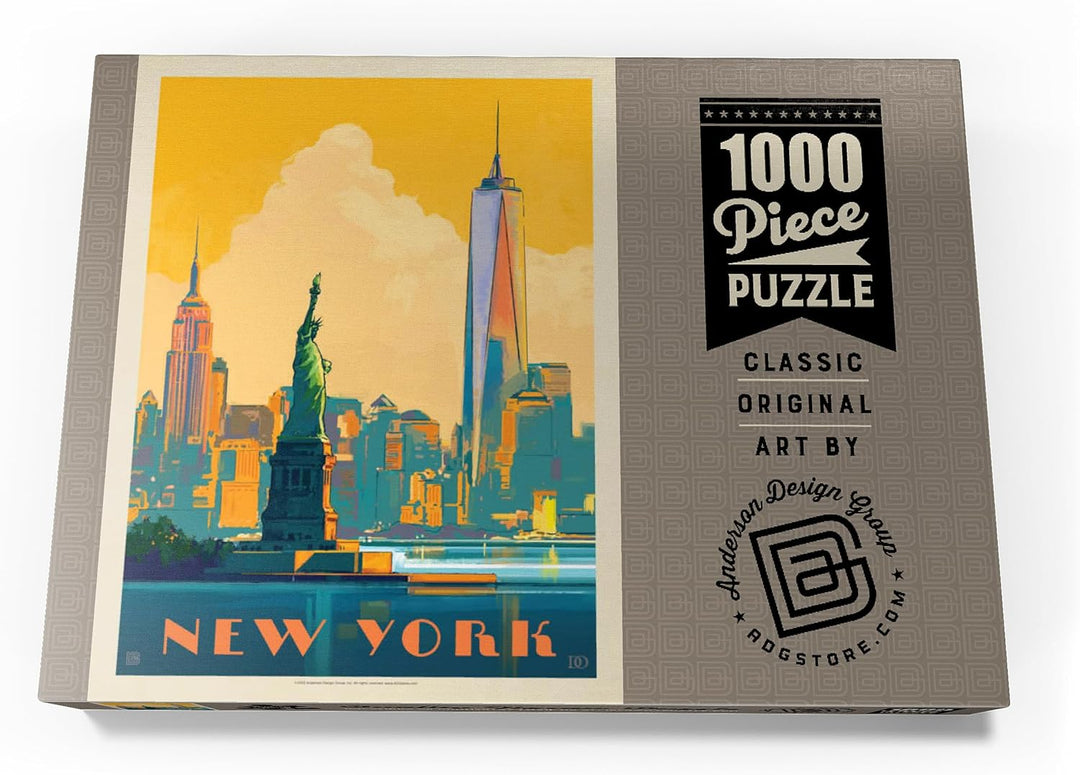 New York City: Skyline Glow, Vintage Poster - Premium 1000 Teile Puzzle - MyPuzzle Sonderkollektion