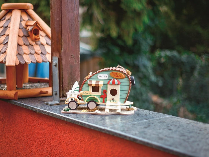 GARDIGO® Vogelhaus in Wohnwagen-Optik I Dekorativer Meisen Nistkasten für Garten Terrasse oder Balko