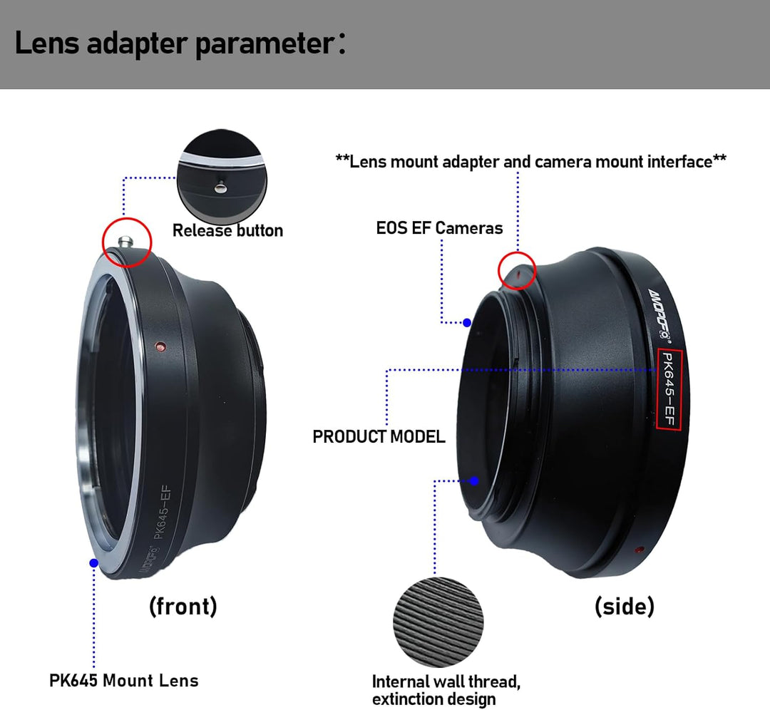 PK645-EOS Objektiv Adapter Adapterring,für PK645 (P645) SLR-Objektiv Kompatibel für EOS EF-S Kamera