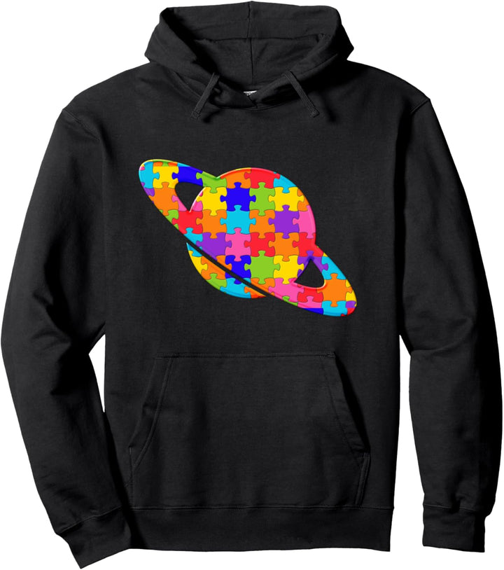 Saturn Planet Puzzle Autism Puzzle Pullover Hoodie