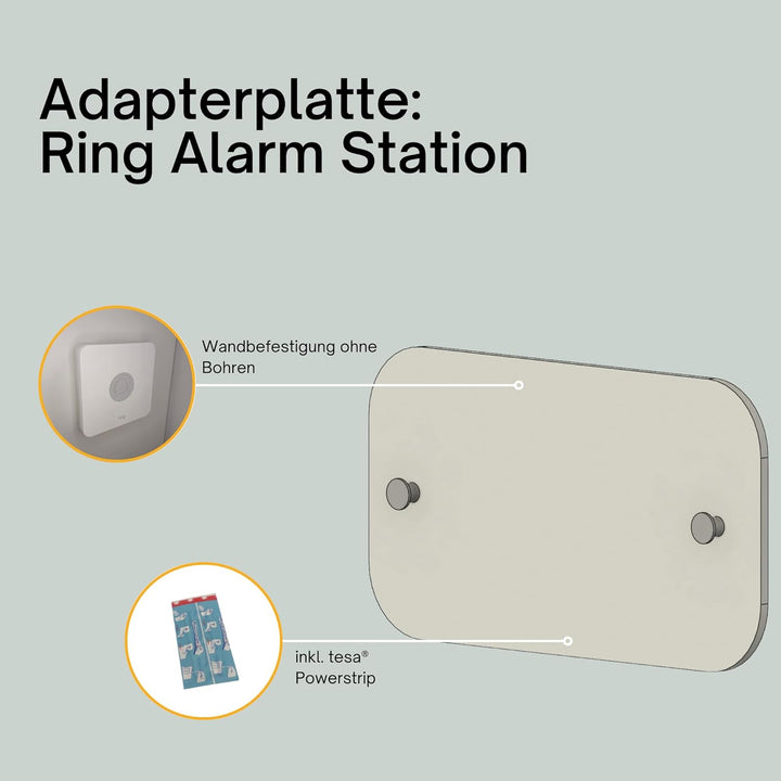 Wandhalterung für Ring Alarm Basisstation – Adapterplatte zur Wandmontage ohne Bohren – inkl. tesa P