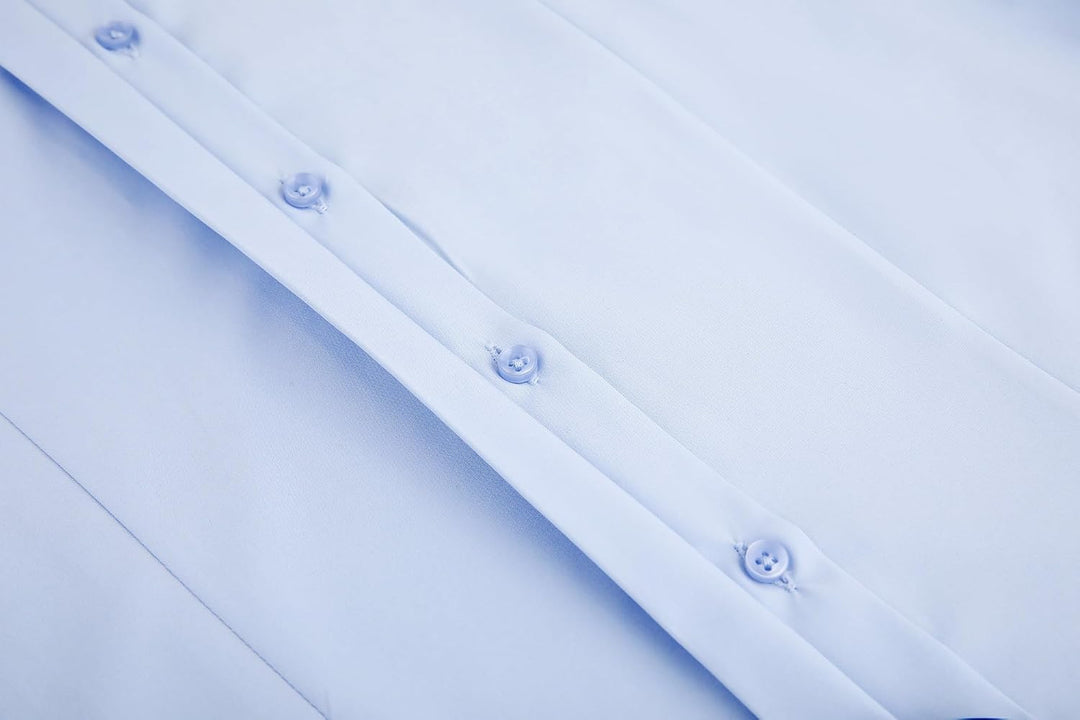 Alex Vando Damen-Hemden Normale Passform Langärmelig Stretch-Arbeitshemd L Hidden Placket-blue, L Hi