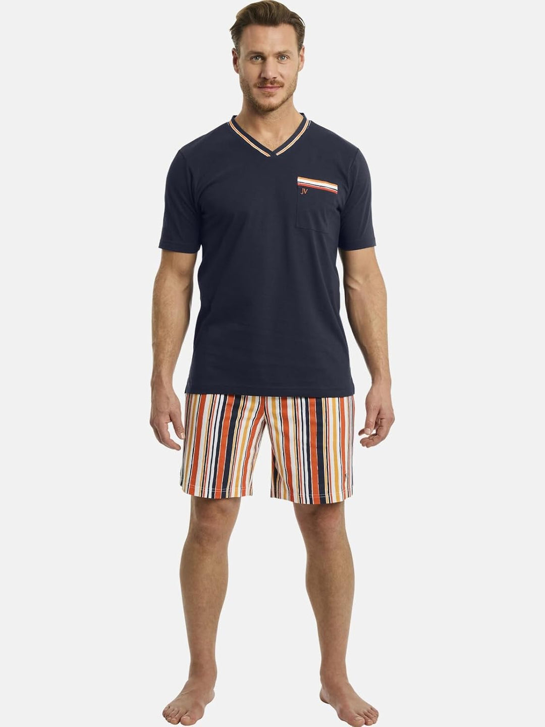 Jan Vanderstorm Herren Kurzer Schlafanzug Fredstein 5XL Dunkelblau, 5XL Dunkelblau