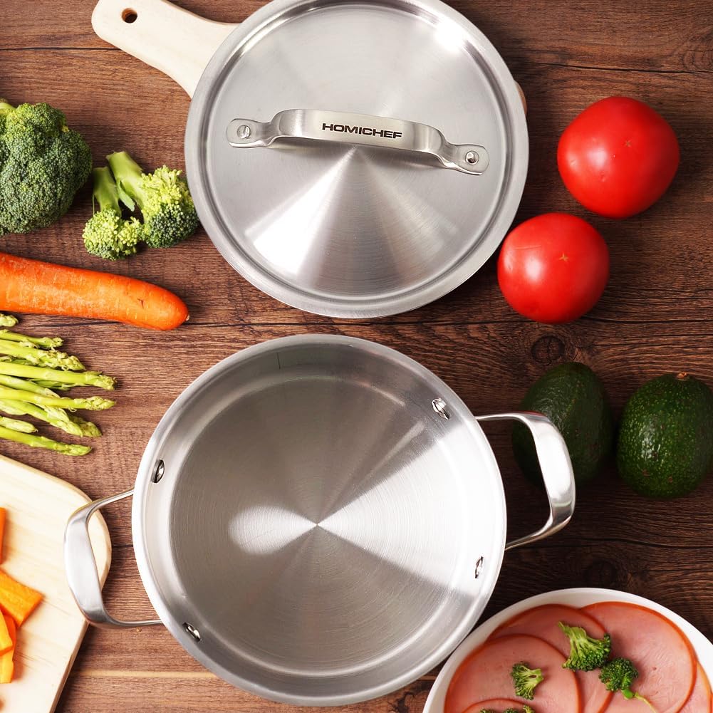 HOMI Chef Suppentopf mit Deckel, matt poliert, nickelfrei, Edelstahl, 3,2 L (keine giftige Antihaftb