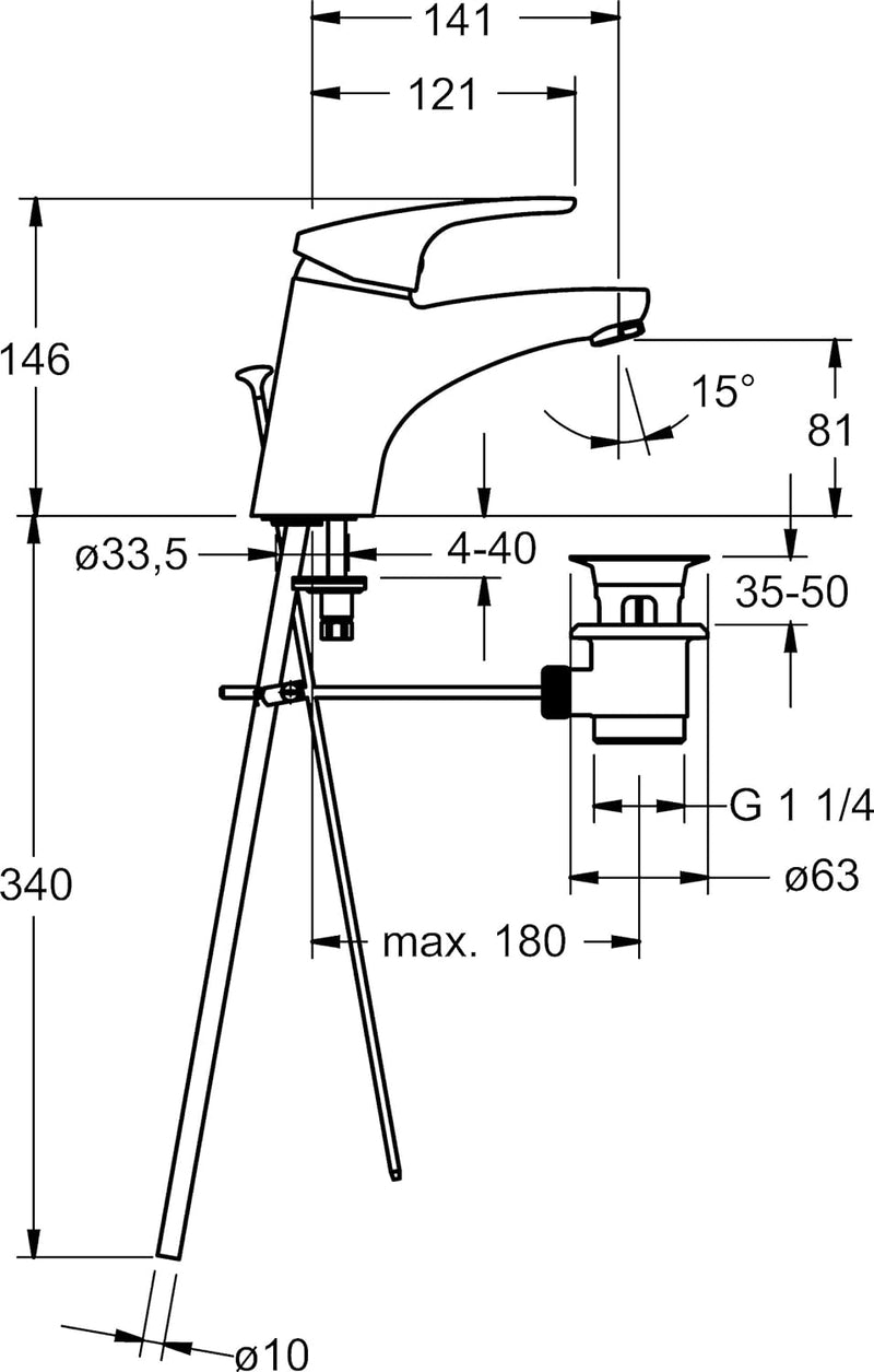 Hansa 1092183 Waschtisch Armatur Hansamix, Chrom