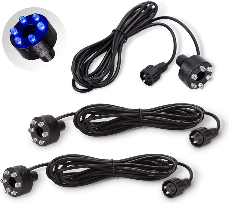 CLGarden 3 Stück LED Ring blau für LED Springbrunnen Set Beleuchtung