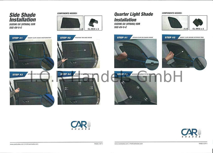 Satz Car Shades kompatibel mit Suzuki Vitara 5 türer 2015- (6-teilig)