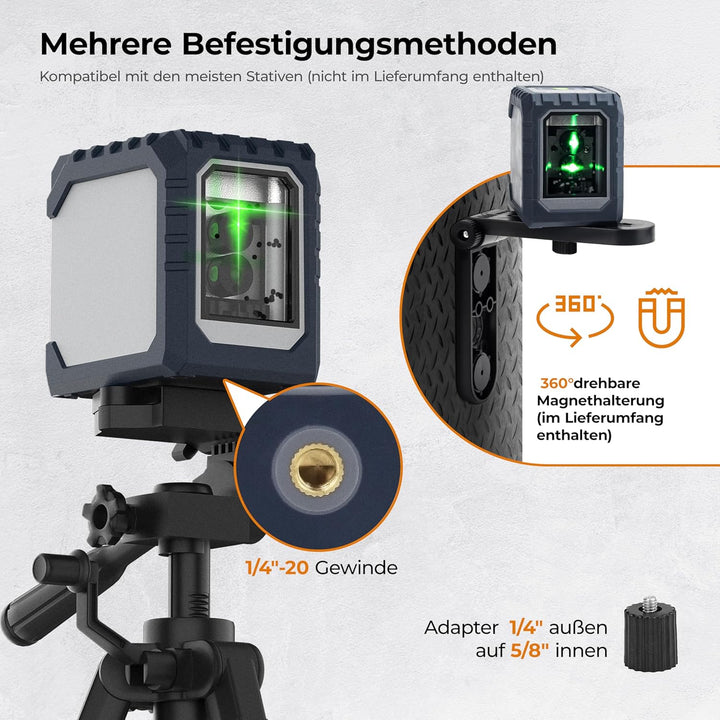 CIGMAN Kreuzlinienlaser Laser Wasserwaage,mit Aufladbarem Akku, Linienlaser und Grün Selbstnivellier