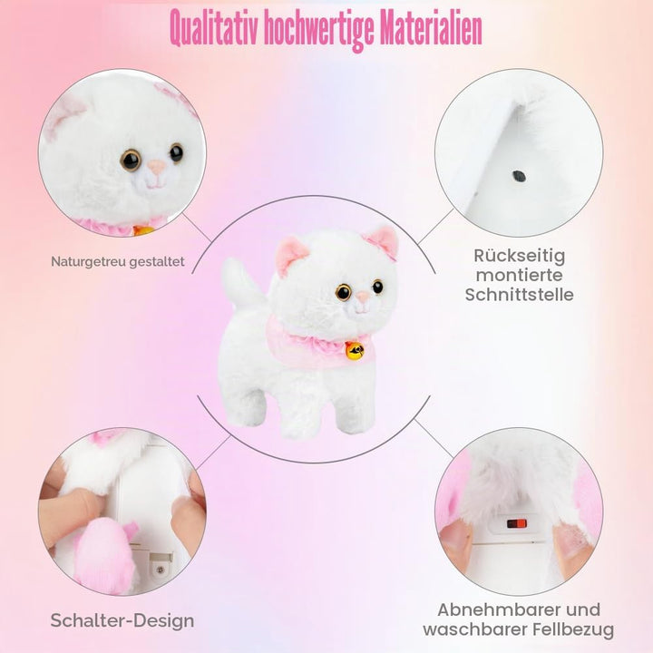 Vicloon Katze Spielzeug Kinder, Interaktives Elektronisches Kittens mit Leine der Läuft und Bellt, K