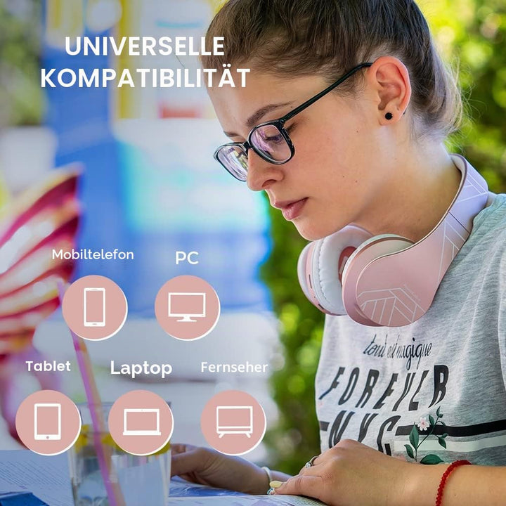PowerLocus Kabellose Kopfhörer Over Ear, Kopfhörer Bluetooth mit Mikrofon, Faltbar, weiche Ohrpolste