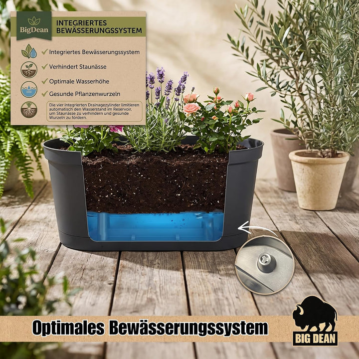 BigDean 3X Blumenkasten Balkongeländer 60cm Anthrazit