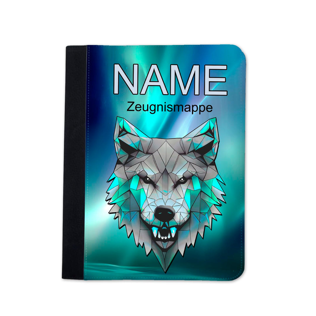 Zeugnismappe personalisiert Wolf mit Name | Klarsichthüllen A4+, Urkundenmappe, Dokumentenmappe, Wol