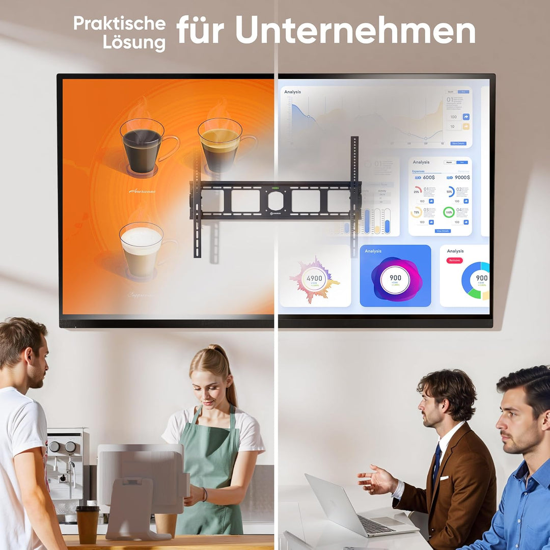 ONKRON TV Wandhalterung neigbar für 55-100 Zoll Fernseher bis zu 75 kg, TV Halterung flach Ultra Sli