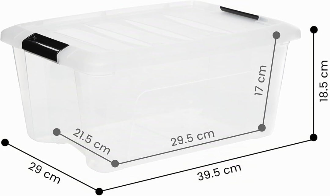 Iris Ohyama, Aufbewahrungsbox aus Kunststoff, 15 l Büro-Aufbewahrungsbox, 3er-Set, DDNTB-15, transpa