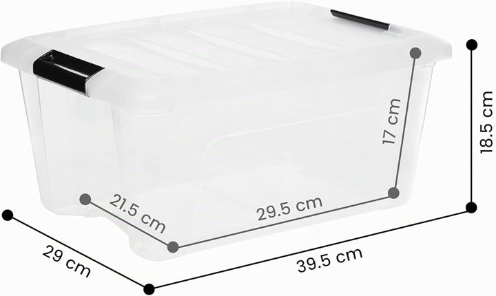 Iris Ohyama, Aufbewahrungsbox aus Kunststoff, 15 l Büro-Aufbewahrungsbox, 3er-Set, DDNTB-15, transpa