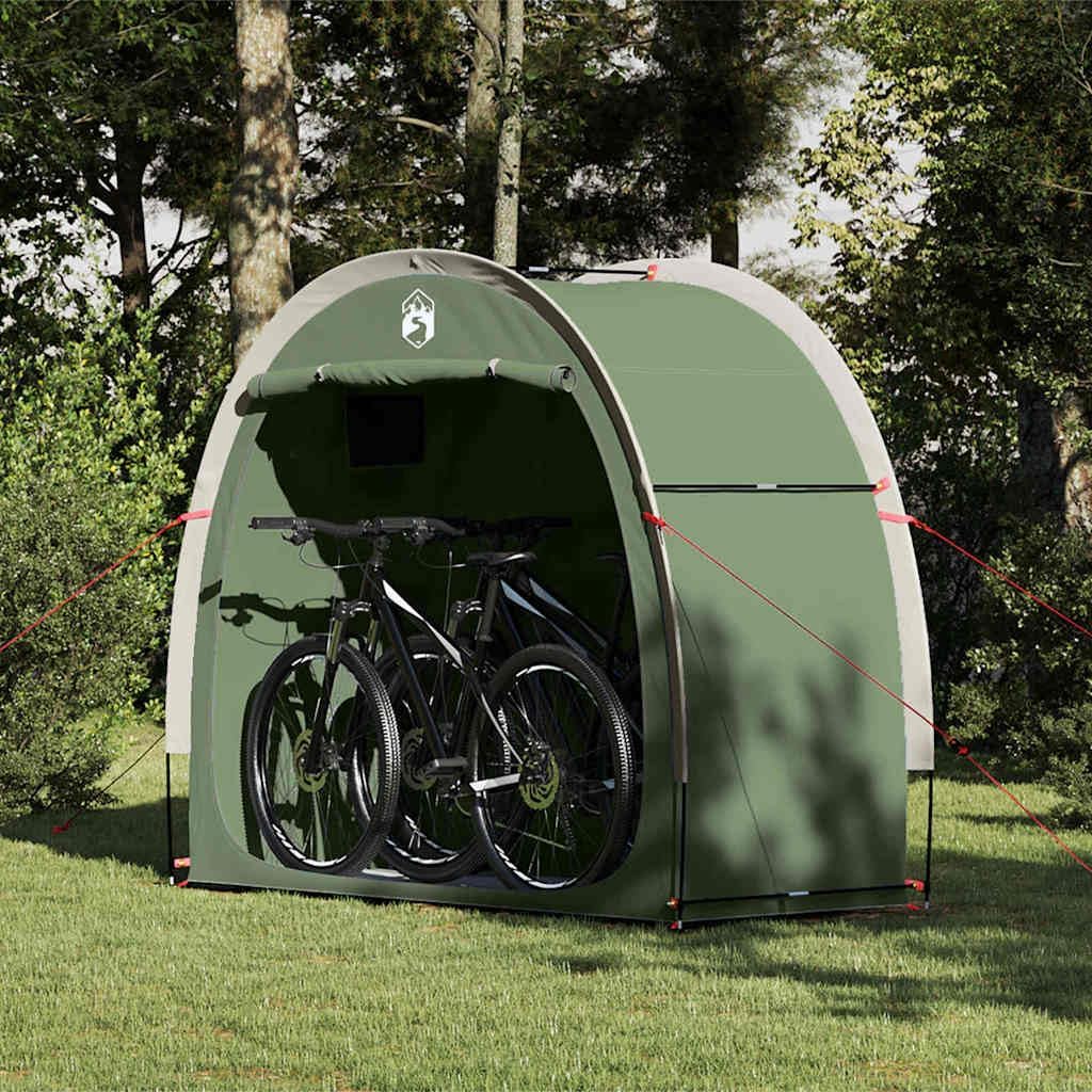 vidaXL Fahrradgarage mit Dach mit Speicher Grün 210 x 90 x 174 cm, Faltbares Zelt für Fahrräder, was