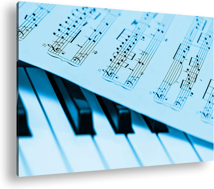 deyoli Harmonisches Klavier Format 80x60 Effekt: Monocrome Blau als Leinwandbild, Motiv fertig gerah