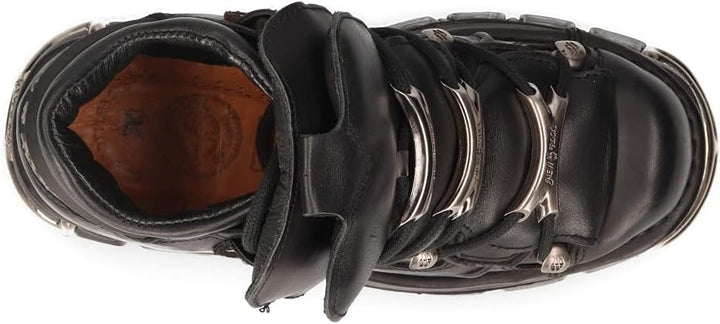 New Rock 106 Stiefeletten für Herren, Schwarz, mit Plattform und Verzierungen, Metallic, Urban Black