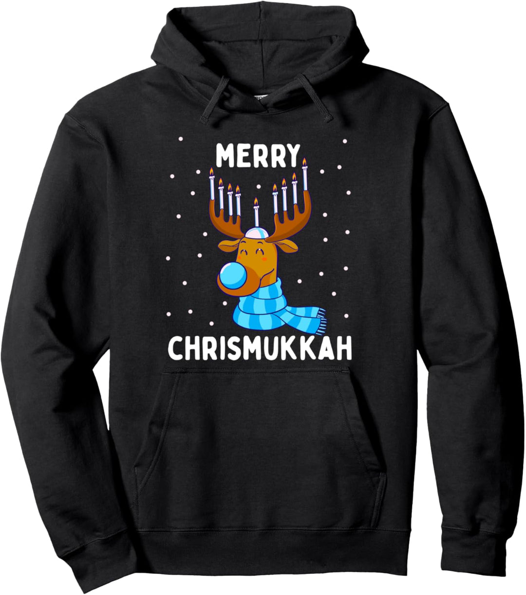 Frohe Chrismukkah Jüdische Weihnachten Chanukka Rentier Pullover Hoodie