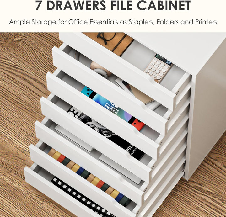 sogesfurniture Rollcontainer, Aktenschrank mit 7 Schubladen, Büroschrank, Schubladenschrank, Kommode