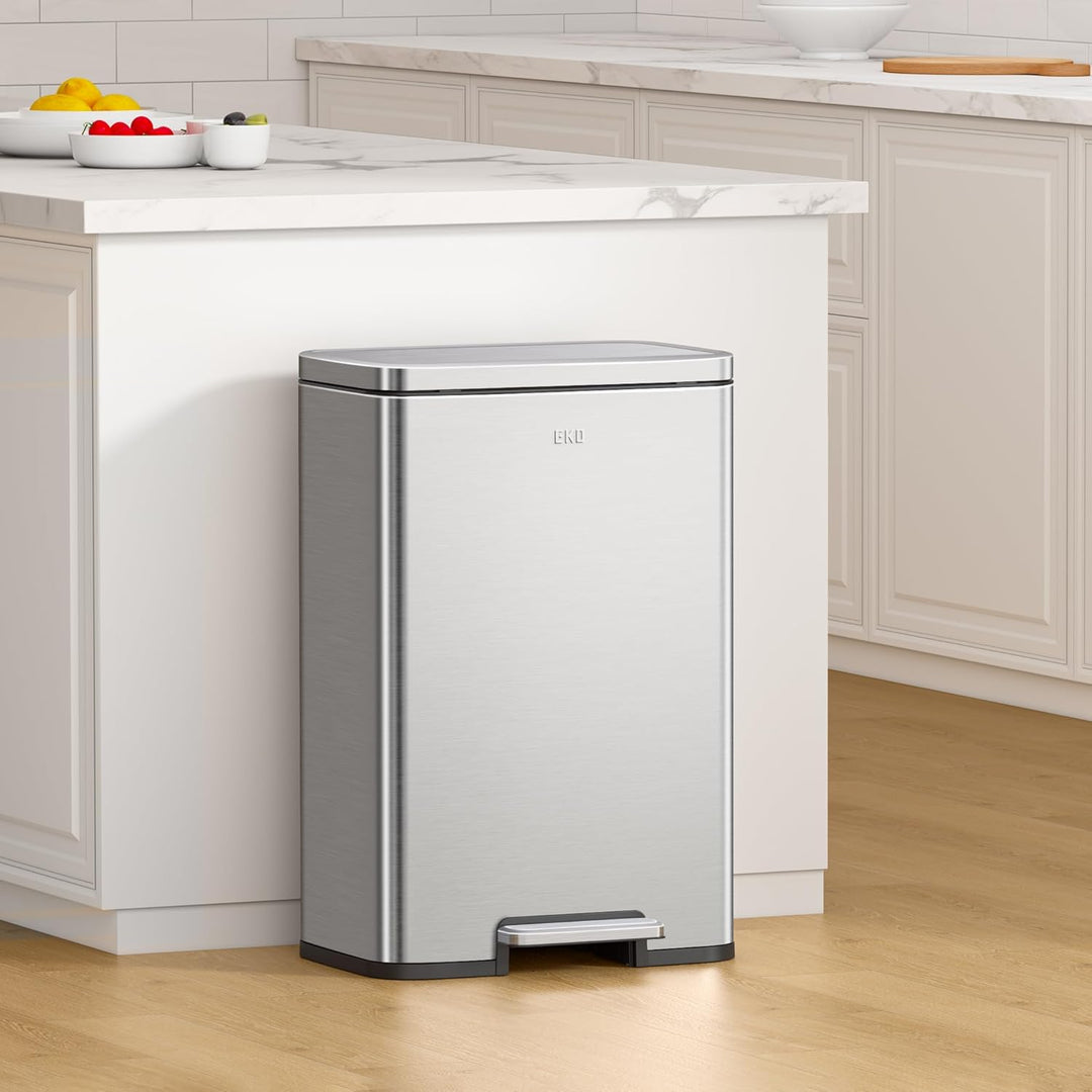 EKO Madison Mülleimer Küche, 25 + 20 Liter, Mülltrennsystem 2 Fächer, Treteimer mit Geruchsfach und