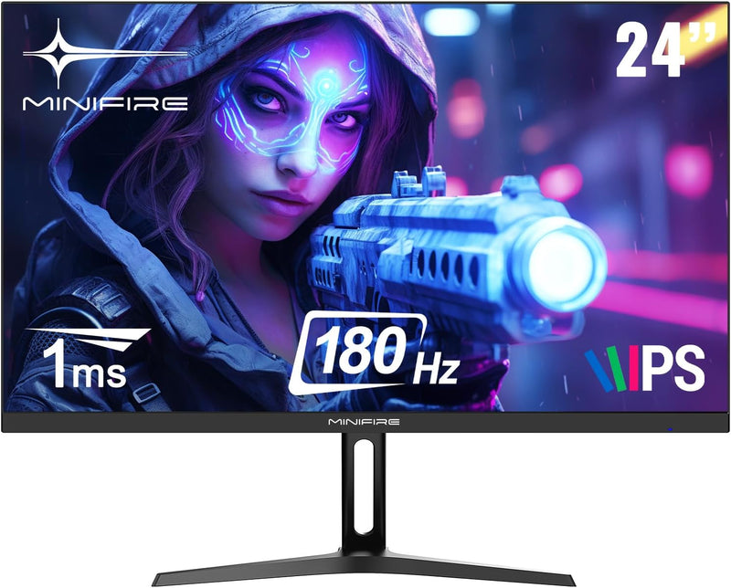 Minifire Gaming Monitor 24 Zoll, 180 Hz, 1ms, AdaptiveSync,IPS, 2xHDMI 2.0/1xDP 1.4 Ports, FHD, sRGB